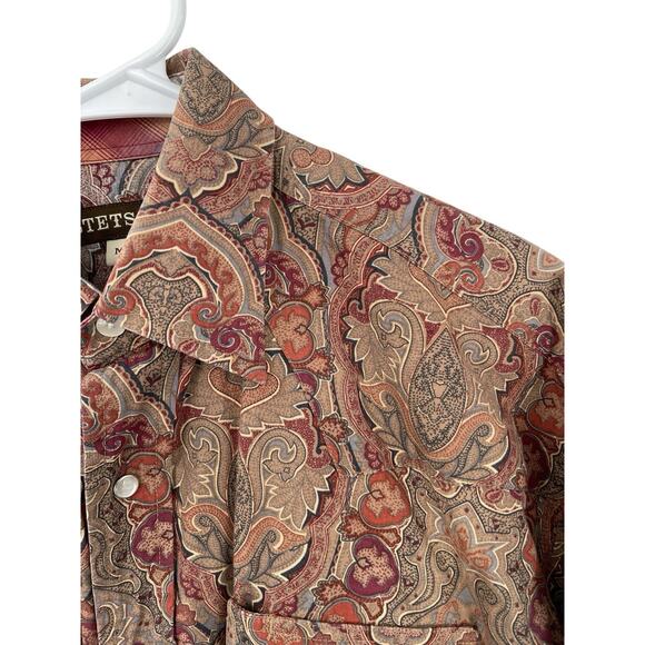 Stetson Shirt Pearl Snap Paisley Long Sleeve Men’s Size Medium - Picture 3 of 12